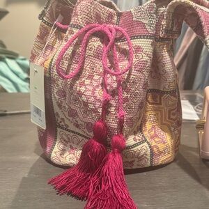 Chic Boho Patterned Shoulder Bag with Tassels